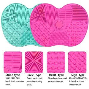 SILICONE GEL MAKEUP BRUSH CLEANING MAT WITH SUCTION CUP 2 PCS